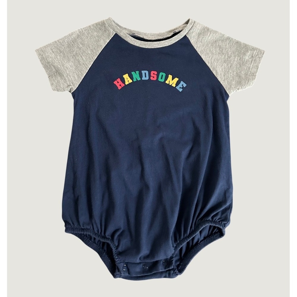 Okie Dokie Toddler Boys Handsome Raglan Romper Navy Blue Grey 24M 1486